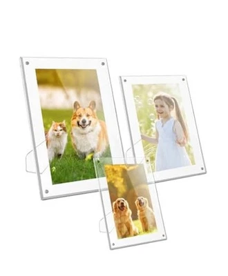  Juego de 3 marcos de fotos, acrílico magnético 4x6, 5x7, 8x10 mesa - acrílico Foto 1 de 4