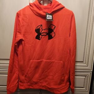 Under Armour Boys Youth X-Large XL Hoodie Sweatshirt Orange Black Logo