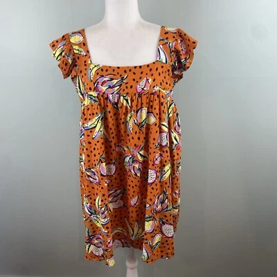 O.P.T Few Moda Tropical print A-line relaxed fit Linen blend mini dress size Med Foto 1 de 4