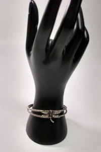 Avon Dragonfly Cuffed Bracelet Antiqued Silver color clear Rhinestone open back - Picture 1 of 9
