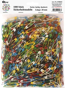 1000 Sicherheitsnadeln - farbig ca. 28 mm, 6 Farben Sicherheits - Nadeln, E90043 - Bild 1 von 2