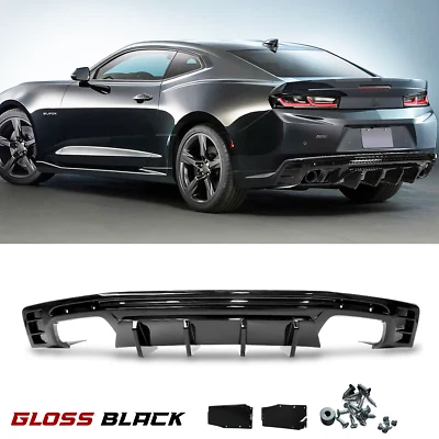 Alerón difusor labial parachoques trasero pintado negro para Chevy Camaro SS LT LS 2016-2024 Foto 1 de 4