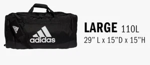 Adidas Defender IV Duffel Bag Large Black Zipper Adjustable Strap Gym - Picture 1 of 7