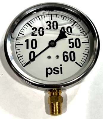 Liquid Filled Pressure Gauge 60PSI GXB 4141 1/2" Threads - Image 1 of 4