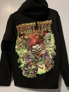 Fright Fest Six Flags Sz Small Killer Clown Wolfman Hoodie Great America Vintage - Picture 1 of 9