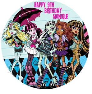 1 x Monster High 19cm round personalised cake topper edible image - Picture 1 of 1