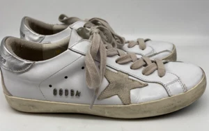 Zapatillas Golden Goose para mujer talla 38 EE. UU. talla 8 Superstar blancas y plateadas - Imagen 1 de 18