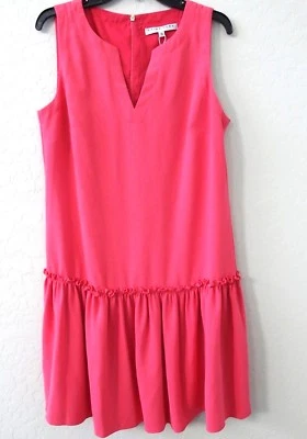 Trina Turk Yarrow Sleeveless Split Neck Drop Waist Flounce Dress Size 10 Pink - Image 1 of 4