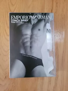Emporio Armani Men's Essentials Stretch Cotton Briefs White Size S- 3-pack - Picture 1 of 8