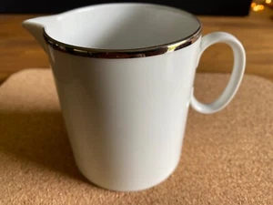 Thomas Germany 1/2 Pint Milk Jug / Creamer  White with Thick Silver Band - Picture 1 of 6