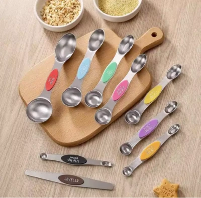 Stainless Steel Magnetic Measuring Spoons Set with Leveler - 9pcs - Image 1 of 4