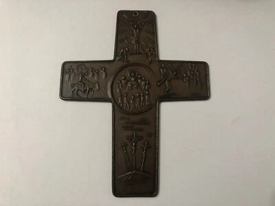 COLGANTE CRUZ GRANDE VINTAGE BRONCE JESUCRISTO CRISTIANO ORTODOXO Foto 1 de 4