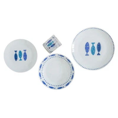 Servizio tavola 24 Pezzi piatti porcellana e bicchieri vetro x 6 persone Ocean - Immagine 1 di 3