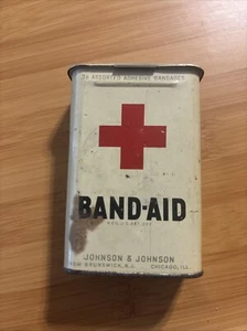 Vintage 1930’s w/RED-CROSS Johnson & Johnson Band-Aid Tin NJ IL Chicago pre WW2 - Bild 1 von 9
