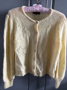 Wyse Yellow Mohair Mix Cardigan Size XL - Picture 1 of 5