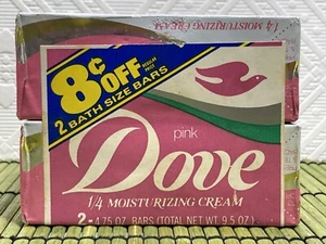 Dove Pink Bar Soap 1/4 Moisturizing Cream Foil Pack of 2 NEW 4.75 OZ Lever Bros. - Picture 1 of 5