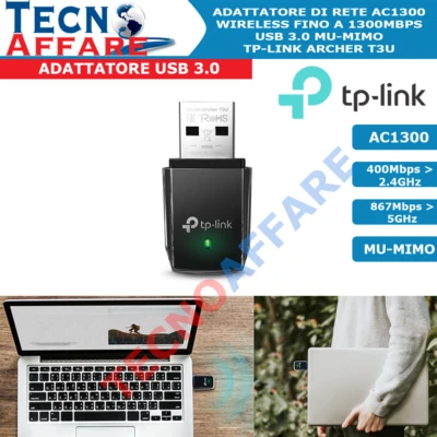 Scheda di Rete Wireless USB AC1300 MU-MIMO AC1300 Dual Band Tp-Link Archer T3U