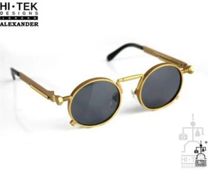 Alta tek redondo dorado metal Steampunk gótico retro unisex Techno Rock polarizado - Imagen 1 de 5