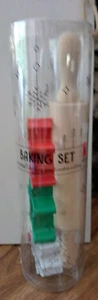 Kids 4 piece Holiday Baking Set - rolling pin and 3 metal cookie cutters NEW - Picture 1 of 7