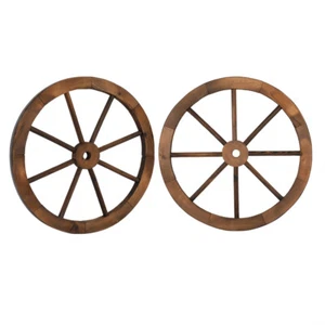 2pcs 24-Inch Old Western Style Garden Art Wall Decor Wooden Wagon Wheel Brown - Bild 1 von 18