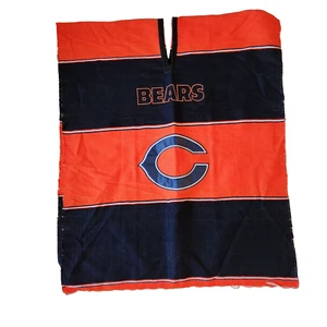 Chicago Bears Poncho Orange Blue Fringe NFL Logo One Size Serape Pullover Fringe - Picture 1 of 4