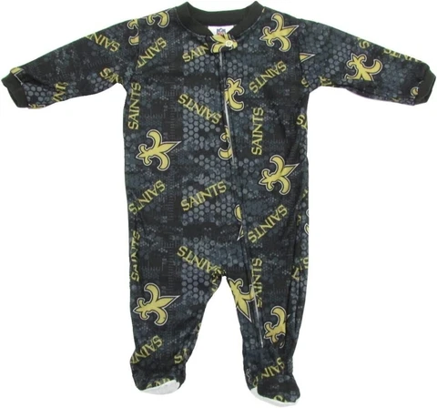 Baby New Orleans Saints Full-Zip Footed Sleeper Pajamas sz 18 Months Cover