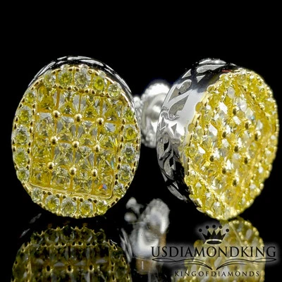 PENDIENTES HOMBRE MUJER ORO BLANCO SOBRE PLATA ESTERLINA CANARIO ESPALDA TORNILLO 13MM Foto 1 de 4