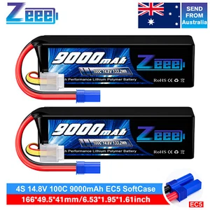 2xZeee 4S Lipo Battery 9000mAh 14.8V 100C EC5 for Xmaxx RC Car Truck Tank Racing - Picture 1 of 6