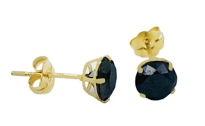 GENUINE 0.92 Cts BLACK DIAMOND STUD EARRINGS 14k SOLID GOLD - Free Appraisal - Image 1 of 4