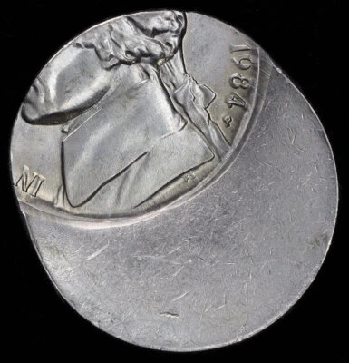 1984 Unc Jefferson Nickel - Struck ~50% Off-Center - Image 1 of 2