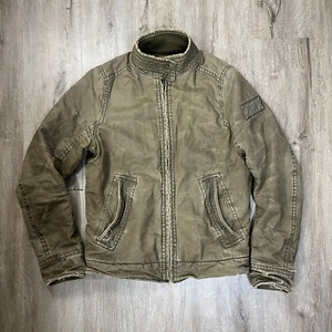 Abercrombie & Fitch Men's Hamilton Jacket Medium Brown Cotton Quilted Distressed - Picture 1 of 12