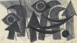 Egbert Bruckner 1912-2001 Monaco / disegno matita 1954 forme astrazione - Foto 1 di 13