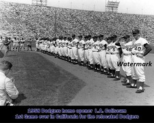 MLB 1958 Los Angeles Dodgers 1st Game in California L.A. Coliseum 8 X 10 Photo 