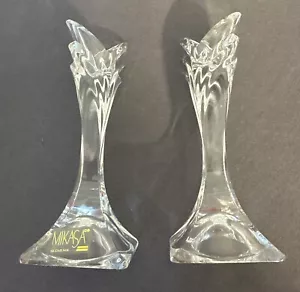 Coppia Portacandele Tulipano Cristallo Mikasa Slovenia Adesivo e Scatola Originali - Foto 1 di 9