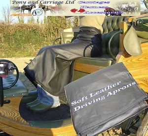 Carriage Driving Leder Schürze Rundwickel weich schwarz Leder Baumwolle gefütterte Schürze - Bild 1 von 4