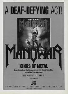 Mini póster anuncio promocional de Manowar Kings of Metal Atlantic Records 1988 8x11 - Imagen 1 de 1