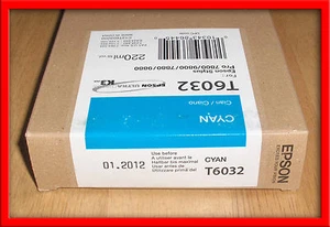 04-2018 NIB GENUINE EPSON T6032 220ML CYAN K3 INK STYLUS PRO 7800 7880 9800 9880 - Picture 1 of 1