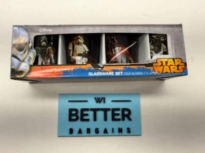 Juego de 4 vasos de cristalería Disney Star Wars de 1,5 oz nuevos en caja coleccionables Foto 1 de 4