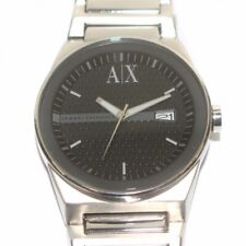 Armani Exchange A/X Watch 3 Hand Calendar Logo Quartz Analog Black Dial Silver C