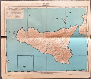 De colección 1955 Italia - Sicilia Mute C.E.T. Mapa Geográfico Atlas Orig 12" x 13" C29-8 - Imagen 1 de 3