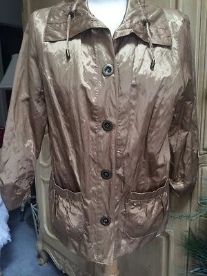 Ruby Rd. Crinkle Satin Gold 3/4 Sleeve Jacket NWOT Size 14 - Image 1 of 4