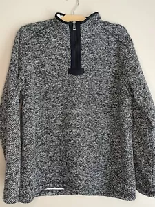 Orvis Men's Knit Sweater Gray Sherpa Fleece Lined 1/4 Zip Shirt Size L 0224 - Picture 1 of 6