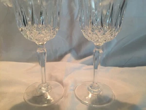 NEW 2 ST GEORGE Crystal AMERICAN HERITAGE Inverted Diamond Cut Goblets 7-1/8" - Picture 1 of 4