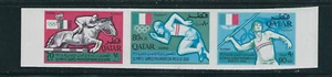 QATAR 1966 1968 OLYMPICS strip of 3 (Scott 103a IMPERF, one strip only) VF MNH - Picture 1 of 1