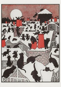 Postcard Charles Robinson "A Black Cat Holiday" MINT Unused - Picture 1 of 1