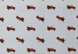 60 x 84 CHRISTMAS TREES Pickup COTTON TABLECLOTH ENVOGUE RED PICKUP WHITE GREEN - Picture 1 of 3