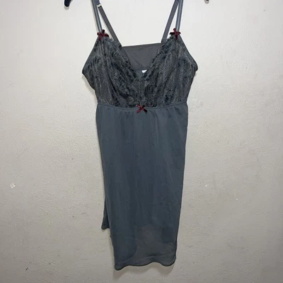 Cacique Sexy Lingerie Babydoll Chemise Negligee NightGown Size 14/16 Gray Lace - Image 1 of 4