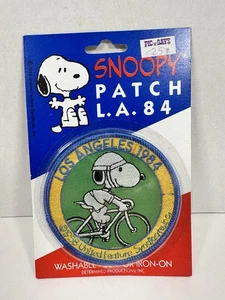 1984 Los Angeles Olympics Snoopy Peanuts Cycling Iron On Sew On Patch - Picture 1 of 2
