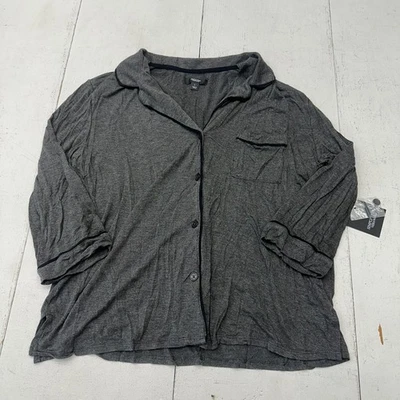 Vera Wang Dark Grey Long Sleeve Button Up Soft Sleep Shirt Women's Size L NEW - Image 1 of 4