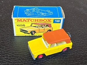 MATCHBOX LESNEY #18 FIELD CAR W ORIGINAL "New" BOX Clean Nice Auto Steer Yellow - Picture 1 of 14